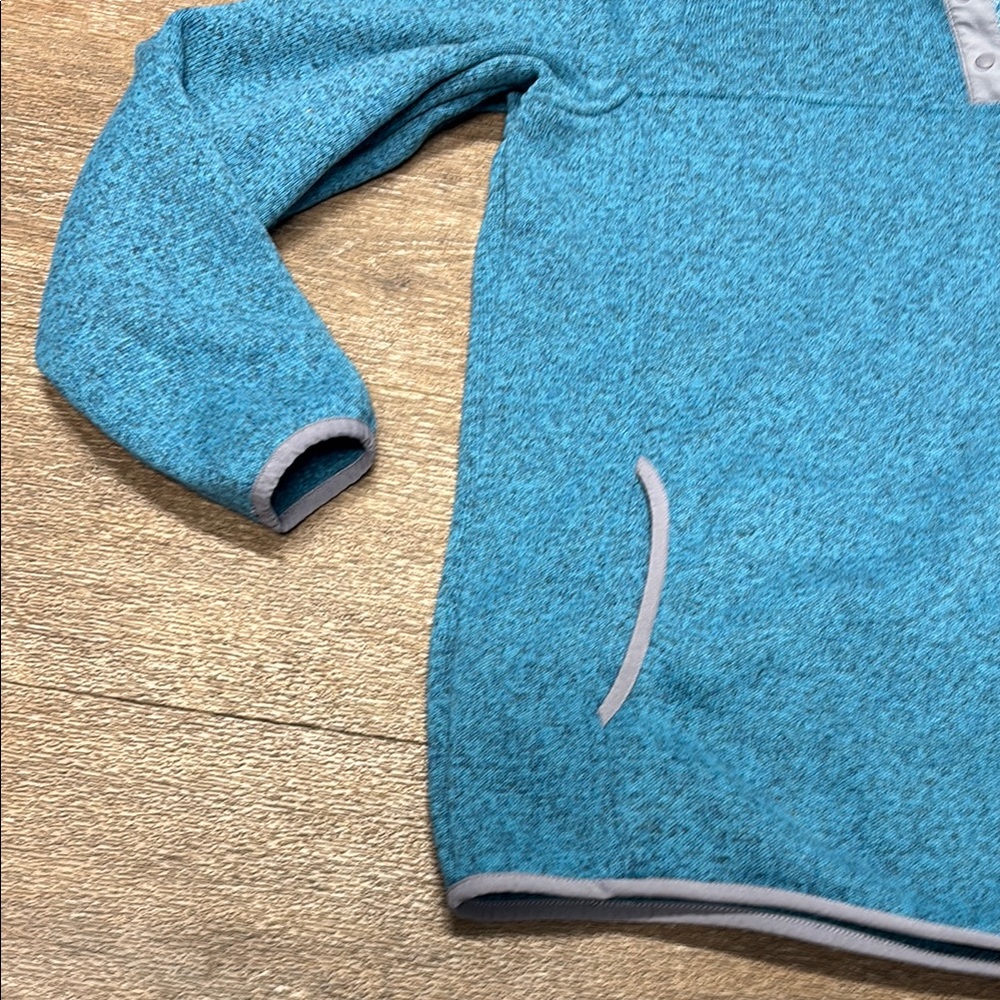 LL Bean Blue Heathered Fleece Pullover - Picture 5 of 6
